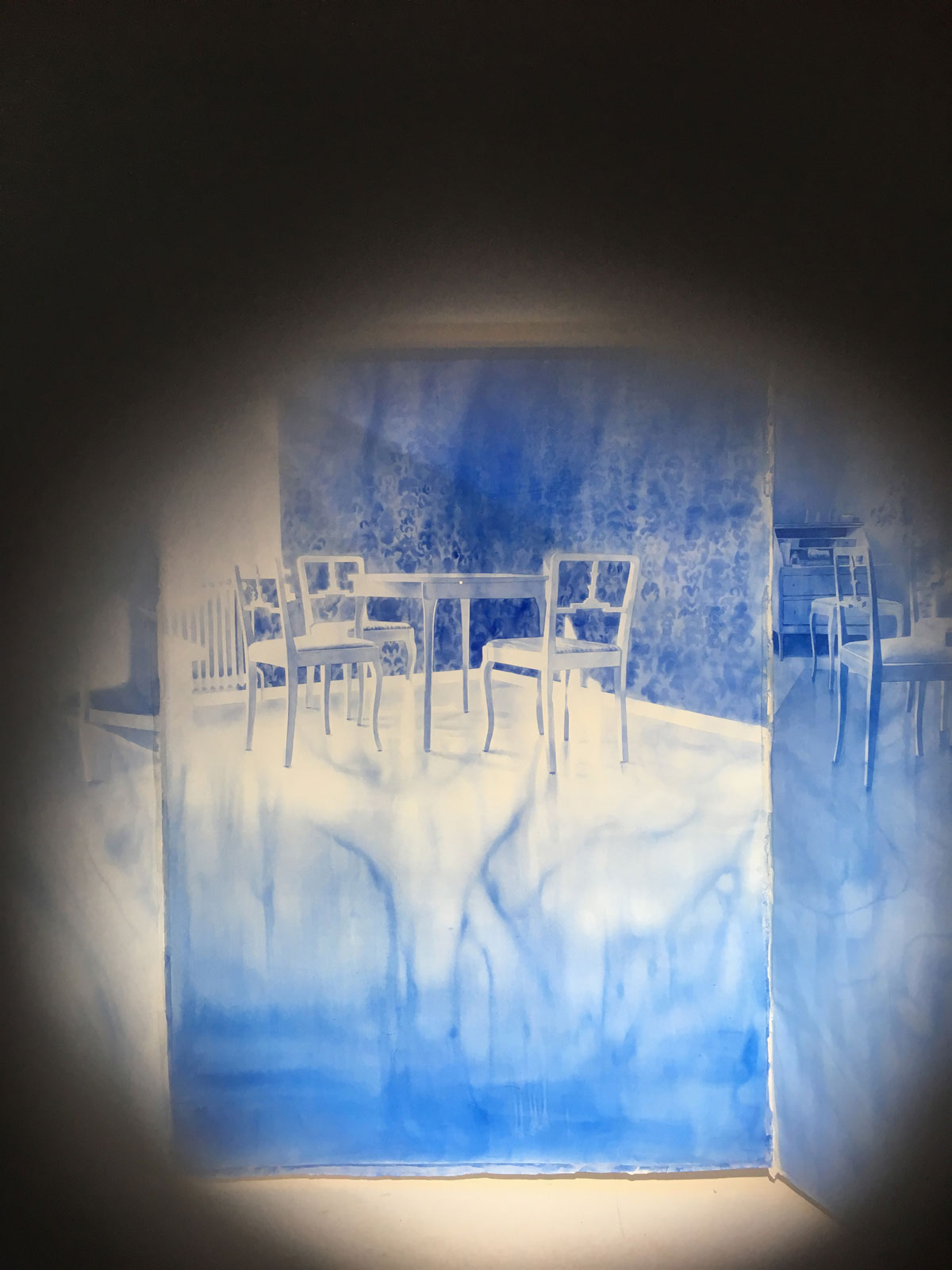 Kristina Bength, "Cobalt; Ferromagnetic, Hexagonal, Close-Packed", 2016 (detail), water color on paper,  209 x 152 cm 