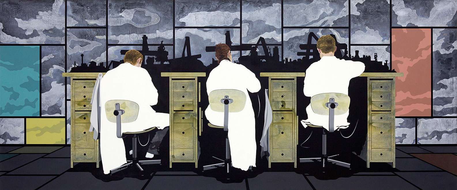 Henrik Samuelsson, "Extended Minute", 2014, mixed media on canvas, 100 x 240 cm