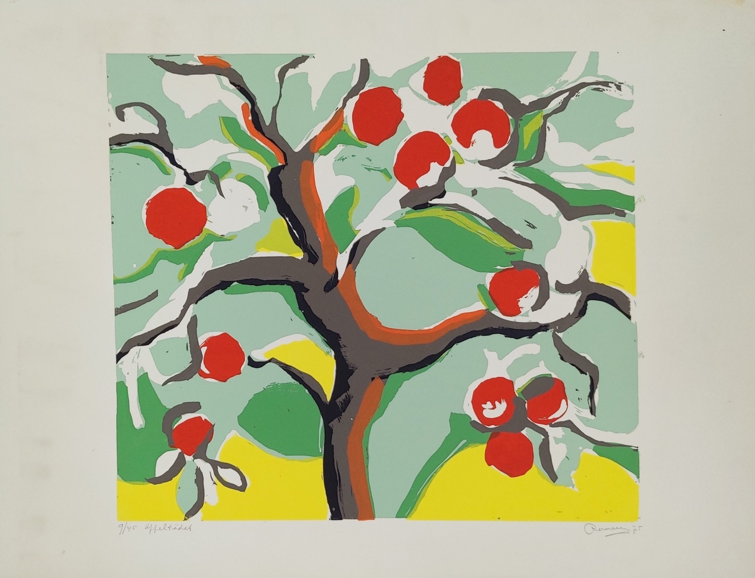 "Äppelträdet", 1975, screentryck 45 x 61 cm. Ed. 45. 3 200 kr (320 €)
