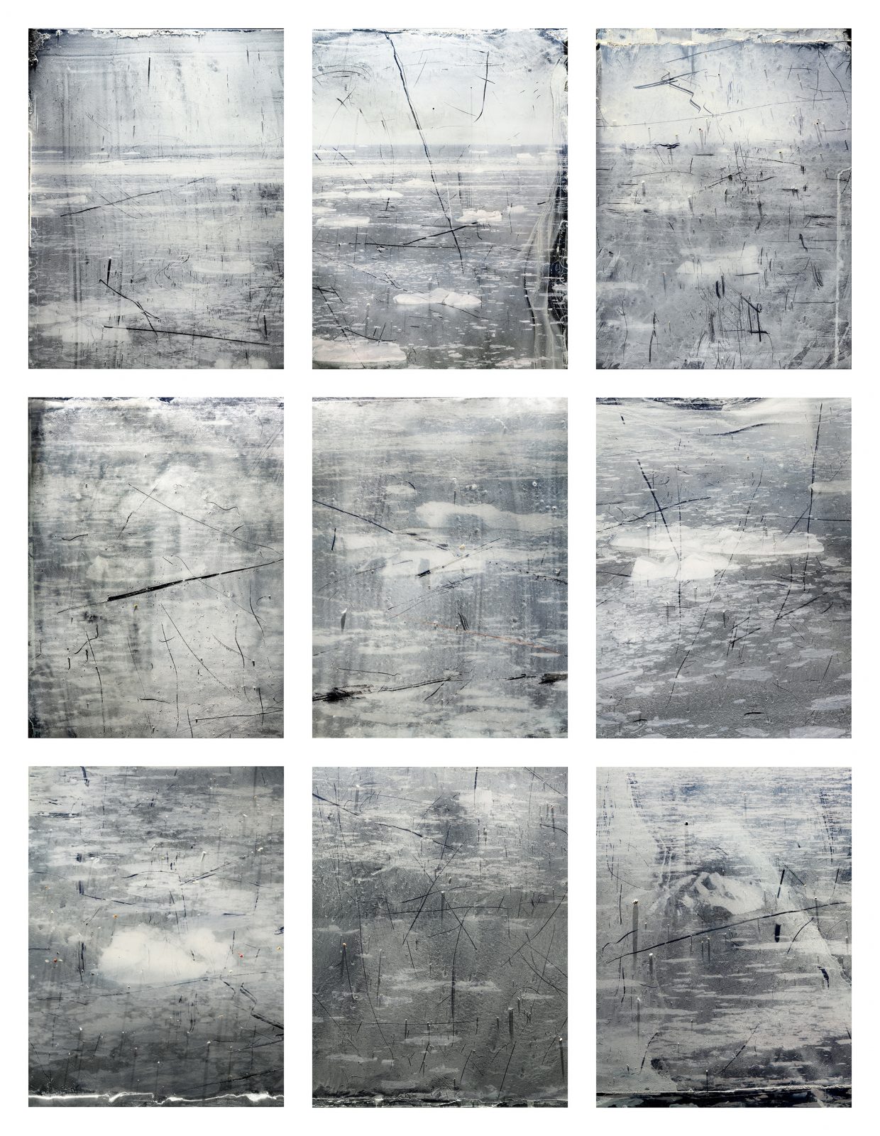 HORIZON VARIATIONS (ISIKAJIA) 2019, all around dimensions 188 x 140 cm, 9 pieces, archival piment prints, white frames 