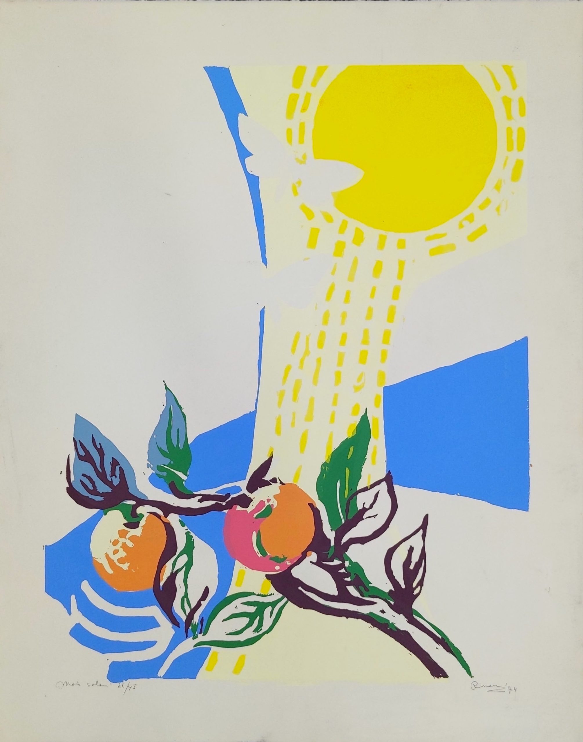 "Mot solen", 1974, screentryck 61x 45 cm. Ed. 45.  3 200 kr (320 €)